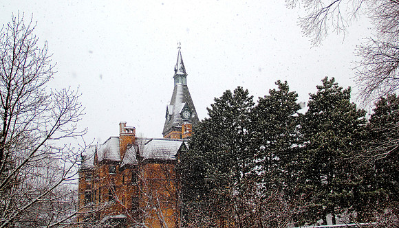 Snow-crusted tower